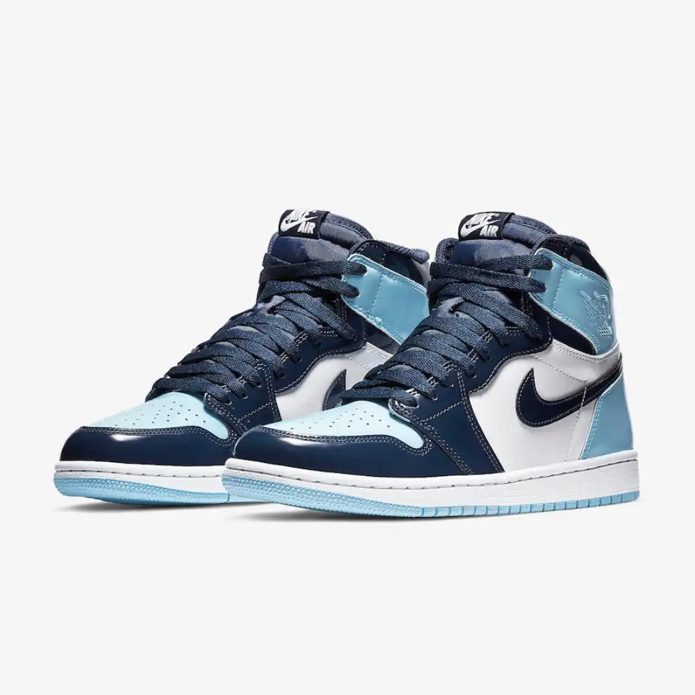 Jordan 1 carolina store blue patent leather