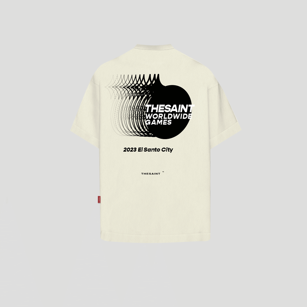 Camiseta THESAINT Quadrada Boxy Games Off White - Droper