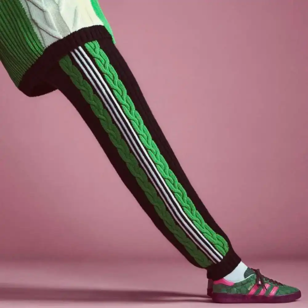 Gucci x adidas Gazelle Green Pink Strata Feminino - Droper