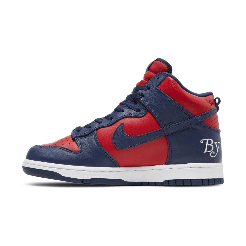 新品　Supreme × Nike SB Dunk High Red/Navy Supreme x Nike SB Dunk High By Any Means Navy - Droper