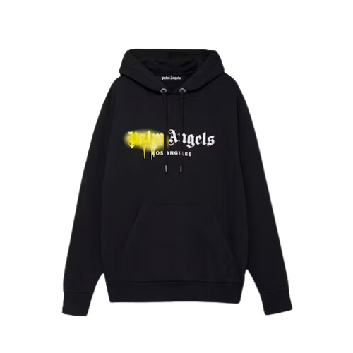 Moletom Palm Angels Los Angeles Sprayed Black Yellow - Droper
