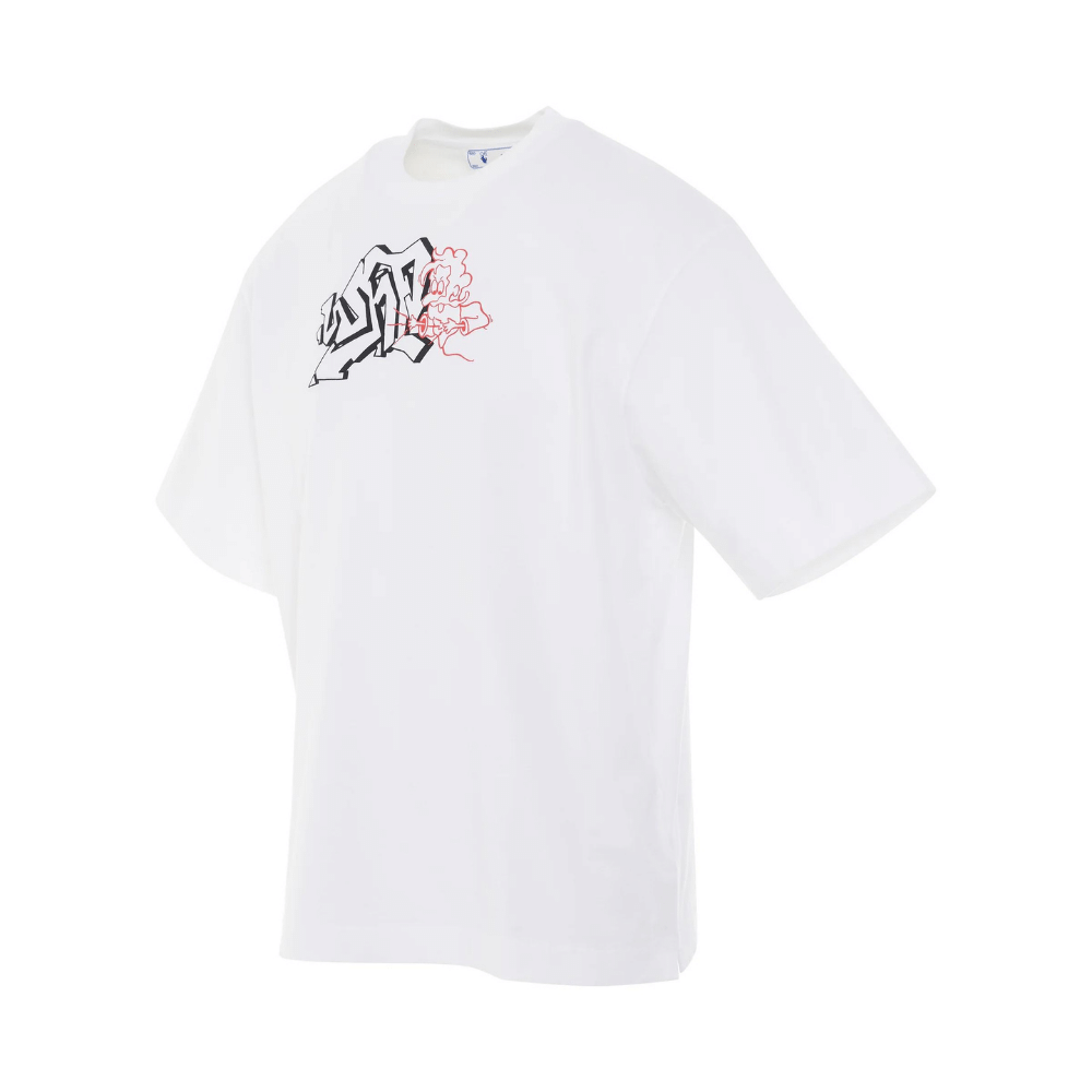 Camiseta Off-White Graffiti Outline Over Skate Fit White foto 1