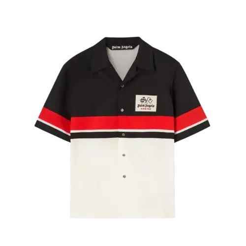 Camisa Palm Angels Racing Bowling Black White Red - Droper