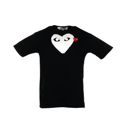 Camiseta Comme des Garcons Play White Heart Red Emblem Black